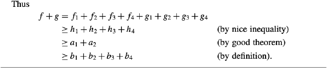 The same set of equations where the justifications are now nicely distanced from the math