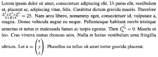 A paragraph with three different instances of inline math pushing the lines apart.