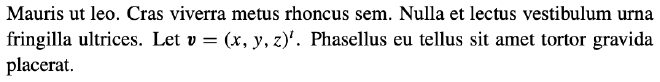 A column vector from the paragraph is rewritten as the transpose of a
row vector.
